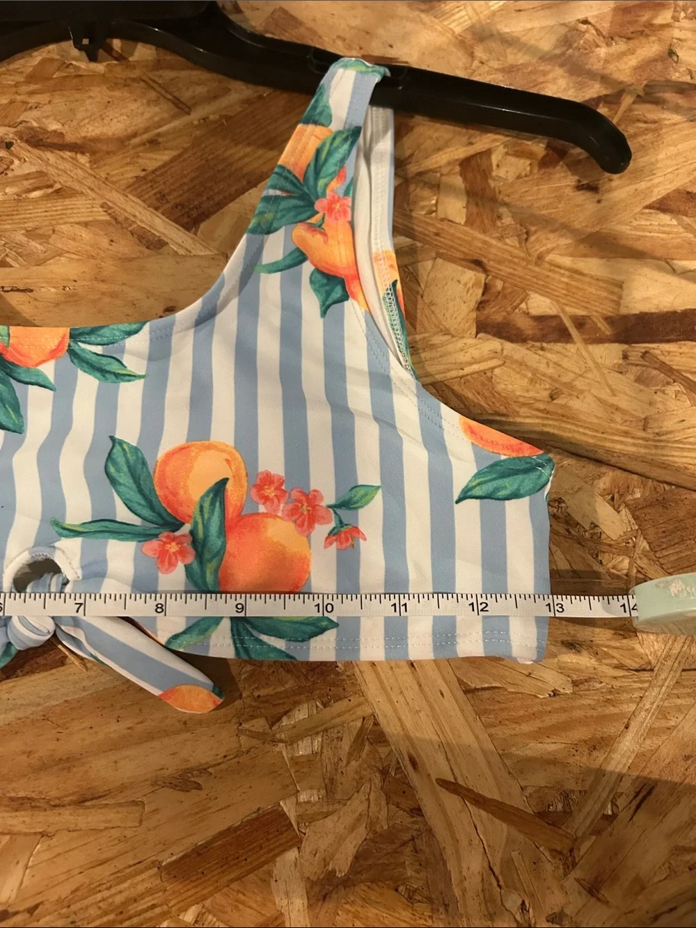 Kids Striped Blue & White Bikini with Orange Floral Print
